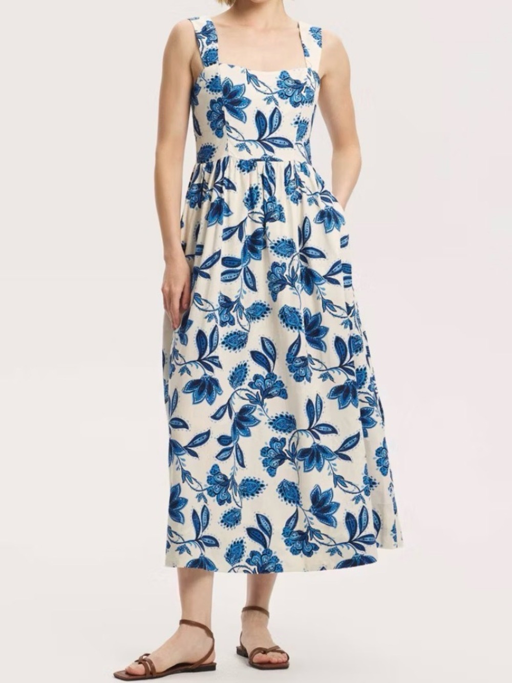 a new day White Maxi Dress with Blue Floral Print